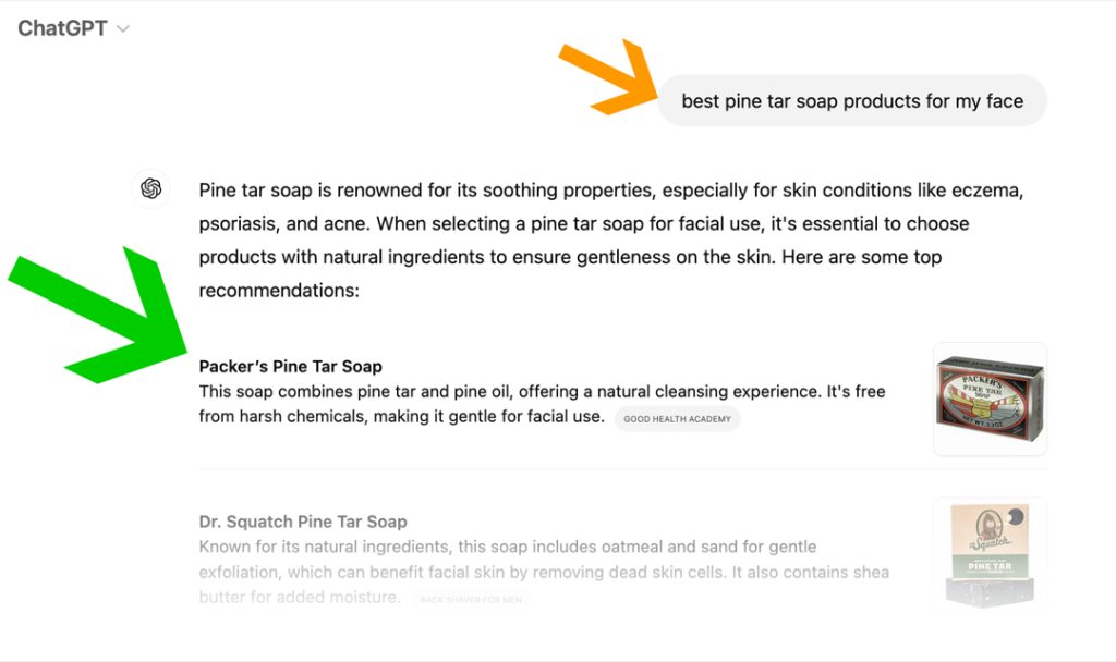 ChatGPT product queries